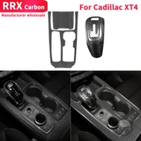 gear shift knob cover gear stick shifter console gear knob sticker for cadillac xt4 2018 car interior styling real carbon fiber