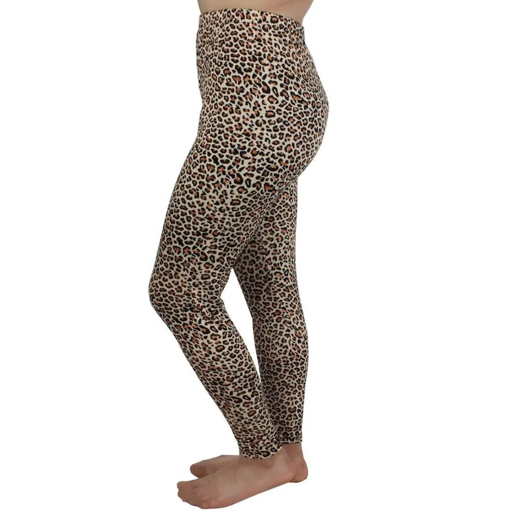 Quota Women Leopard Pattern Long Lady Combed Cotton Leggings Pants