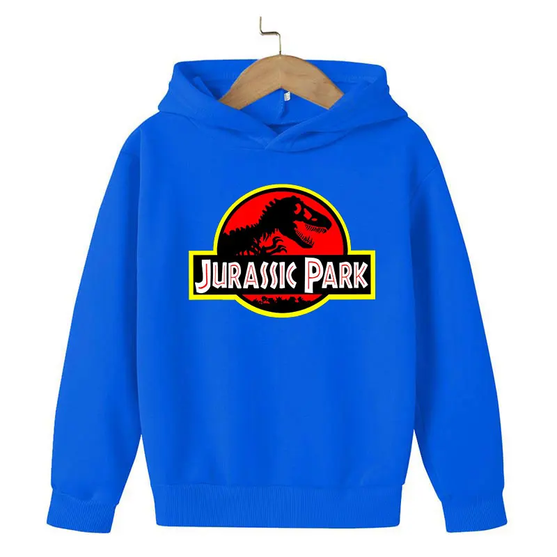 

Blue Top Sweatshirts for Boys Jurassic Park Sweatshirt with hood Children's coat baby girl clothes kawaii clothes Autumn Outdoor