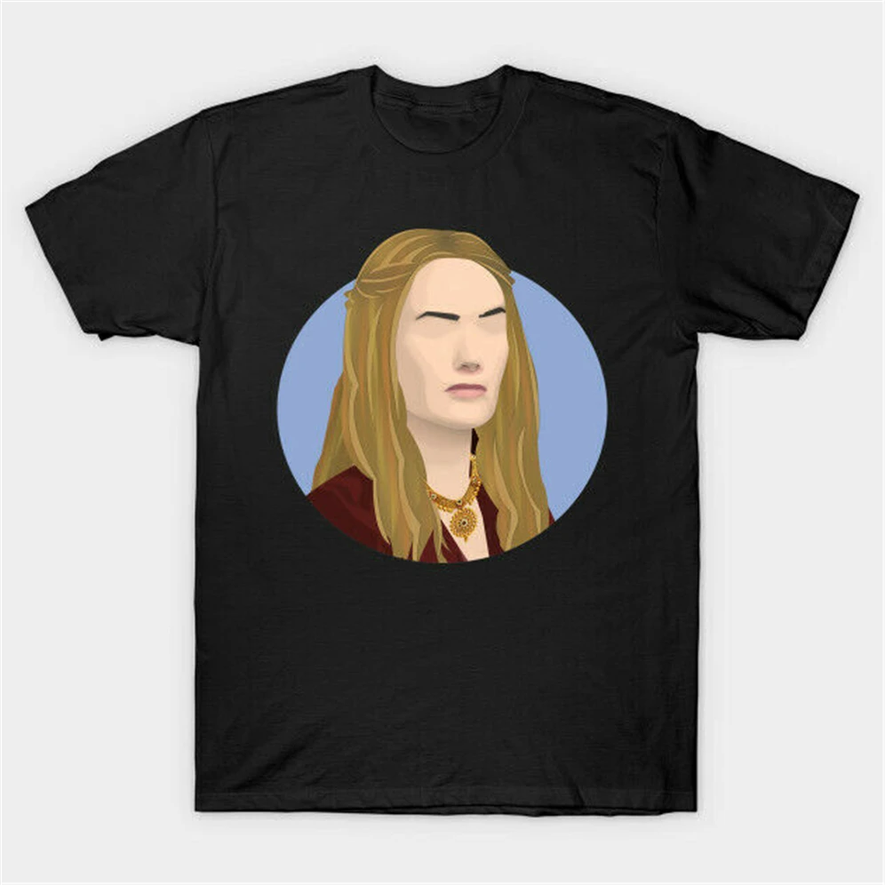 Черная футболка с надписью Cersei Lannister Game Of Thrones queen Westeros круглым вырезом в стиле