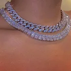 Роскошное ослепительное ожерелье-цепочка со льдом, популярное женское ожерелье в стиле хип-хоп, цветное циркониевое ожерелье ювелирные изделия, Золотая цепь для женщин