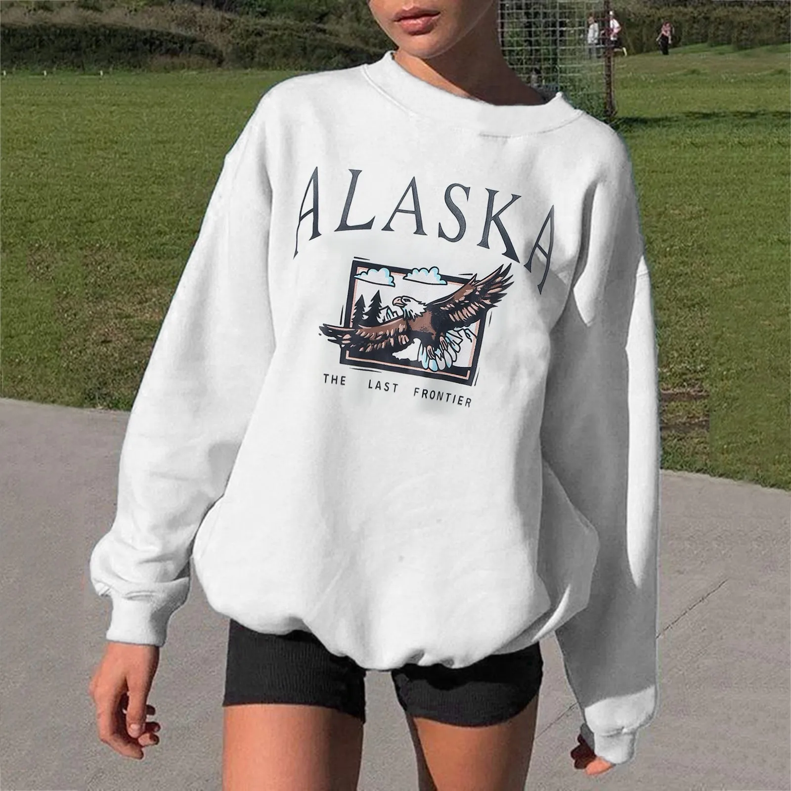 

Женская толстовка с капюшоном, Повседневная Толстовка с принтом, толстовки с длинным рукавом, модная свободная уличная одежда с круглым выр...