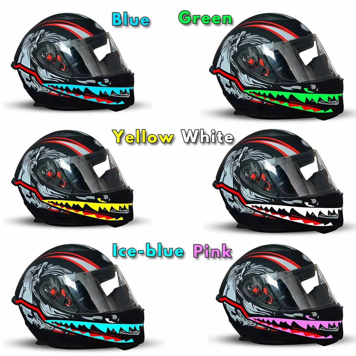 

New Shark Style Motorcycle Helmet Light Strip LED Night Signal Light Stripe Glowing Night Luminous Modified Strip Helmet Sticker