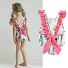 Цельный купальник для девочек от 0 до 4 лет, милый слитный купальник с открытой спиной, детская пляжная одежда, купальный костюм