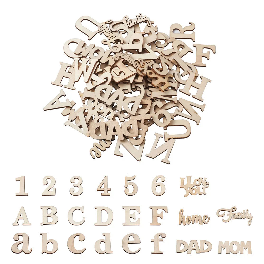 124 шт./компл. дерева слово цифры и Алфавит бусины деревянные кабошоны для браслет