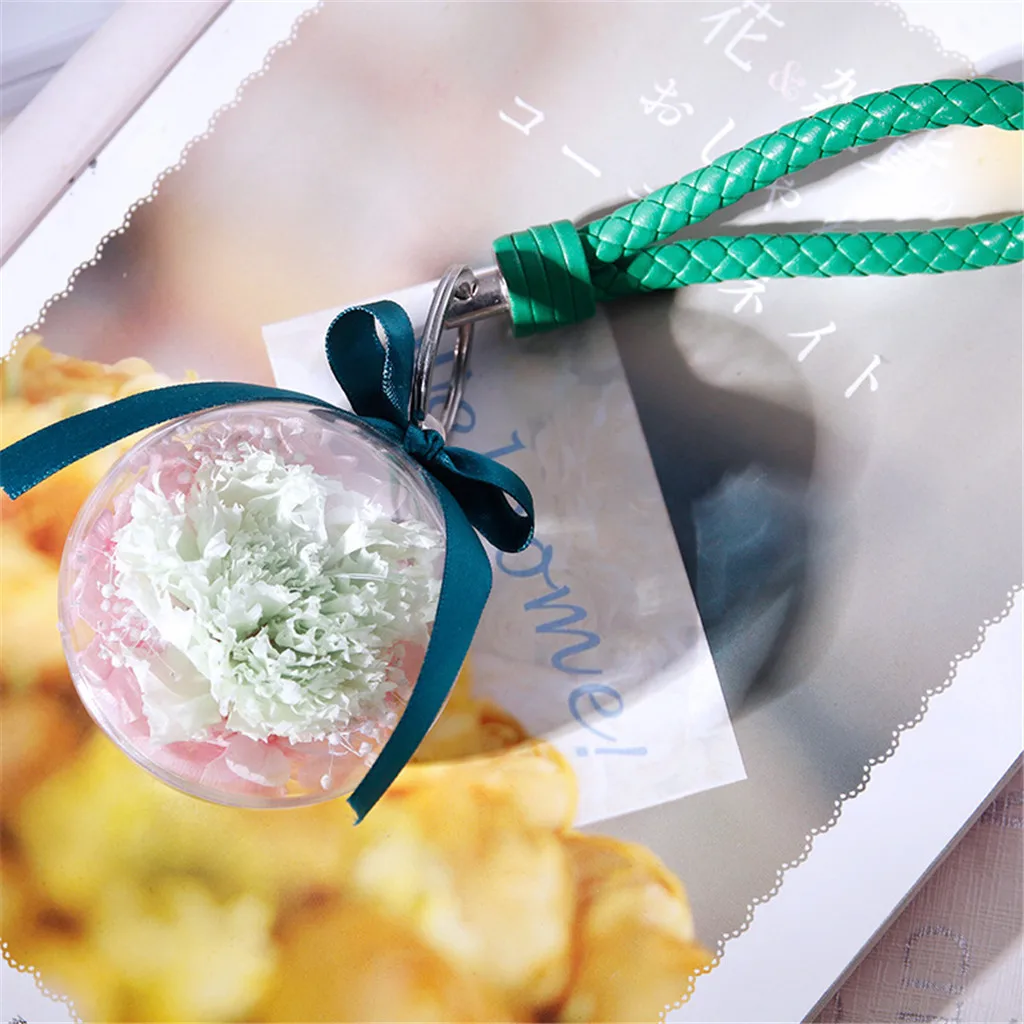 Вечный цветок Роза брелок автомобиля повесить кожаный для ключей дня рождения