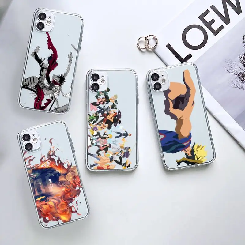 

Anime My Hero Academia Phone Case Transparent for iPhone 5 6 7 8 11 12 s mini pro X XS XR MAX Plus