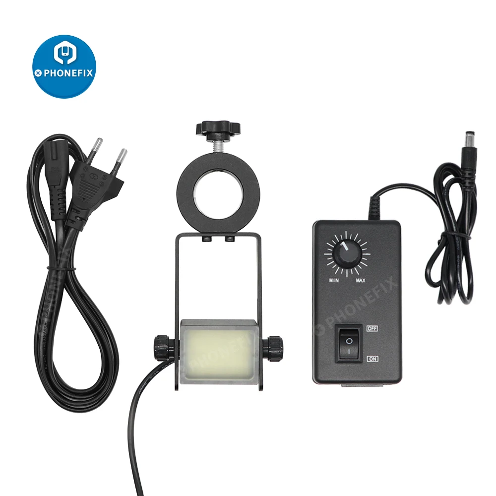 

60 LED Stereo Microscope Illuminator Square Lamp with PVC Diffuser Industrial Side Vision Light Source 25/32 mm Holder Ring