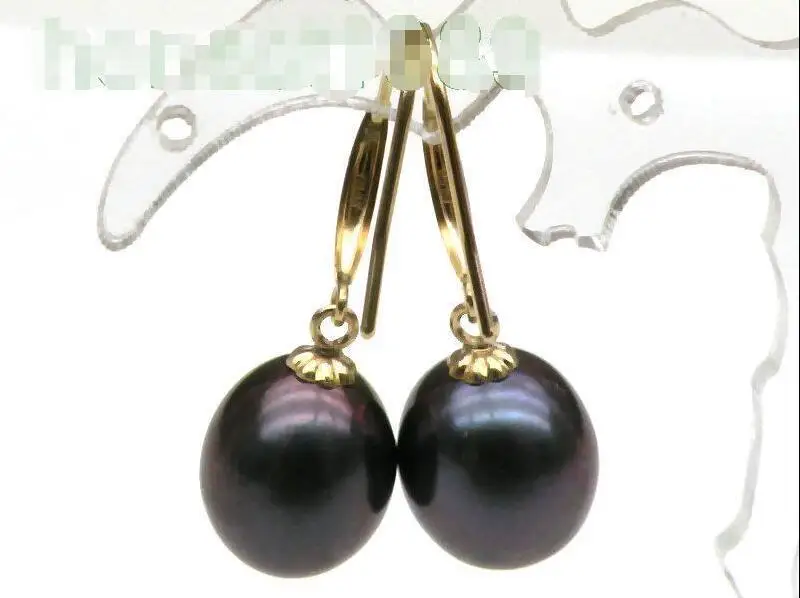 Бесплатная доставка 9*11 мм AAA + Павлин черная капля Южное море жемчужные висячие