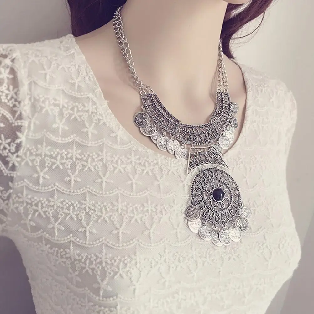 

New Bohemian Fringe Tassel Collar Statement Necklace Vintage Boho Gypsy Festival Turkish Ethnic Chunky Pendants Necklace