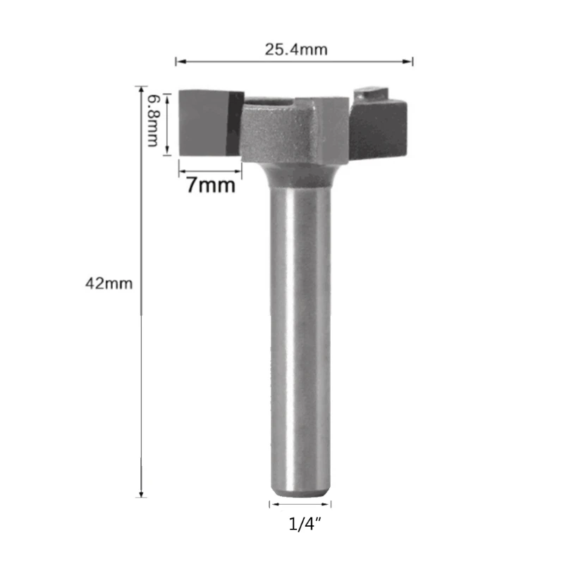 

1/4" Shank 3 Flute Router Bit T-Slot Woodworking Cutter Grooving Tool for Milling Engraving Carving