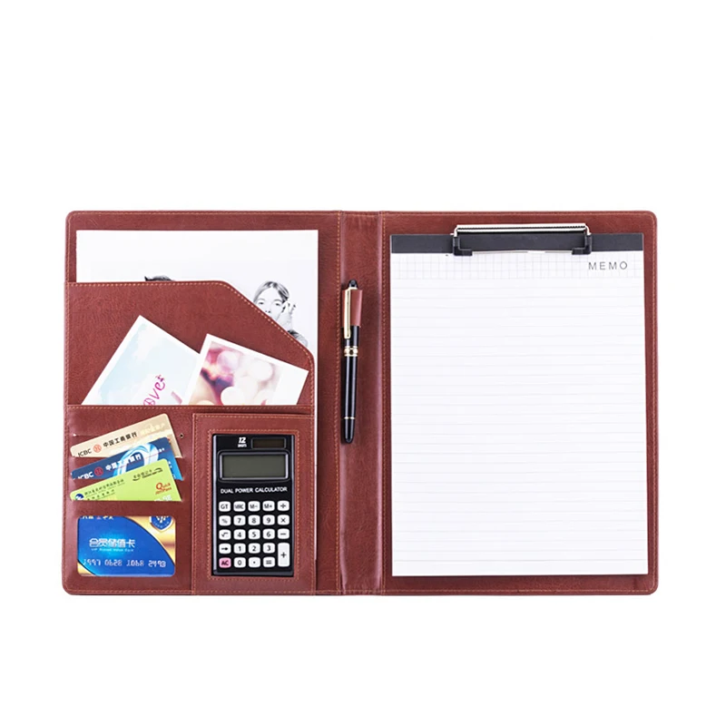 A4 File Folder PU Leather Documents Bags Calculator Binder Organizer Business Contract Storage Manager Portfolio Office Supplies