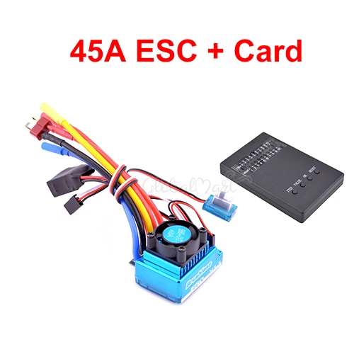 45A ESC and Card 3650 3900kv 4300kv бесщеточный двигатель/45A 60A 80A 120A бесщеточный ESC электрический регулятор скорости пыленепроницаемый для 1:10 1/10 RC автомобилей - Цвет: 45A ESC and Card