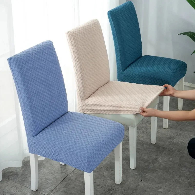 

Solid Color Jacquard Chair Covers Stretch For Wedding Dining Room Office Banquet housse de chaise chair cover