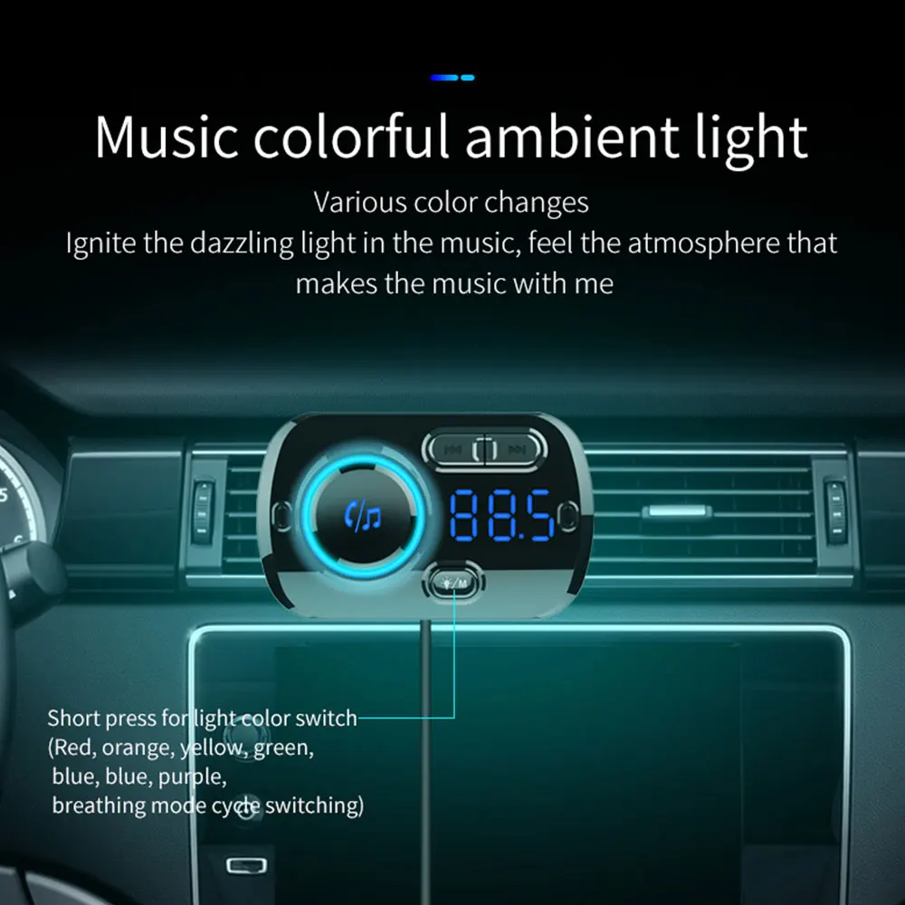 QC 3 0 Bluetooth 5 Универсальный fm-передатчик автомобильное зарядное устройство