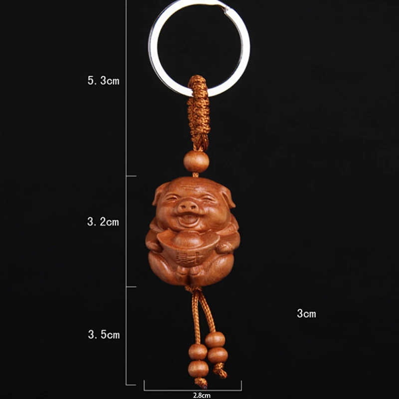 Повезло кулон 2019 свинья года резьба брелок из дерева для ключей сокровища ключ
