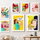 Поп-манга сексуальная женщина губы помада модная настенная Картина на холсте скандинавские постеры и принты настенные картины декор для гостиной