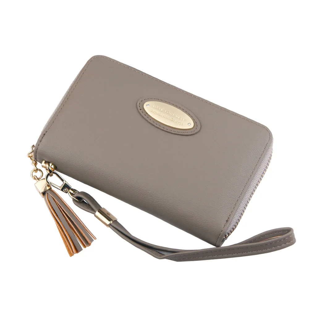 

2021 new style women's wallet in trendy long tassel wallet fashion multi-card position zipper card holder wallet female clutch