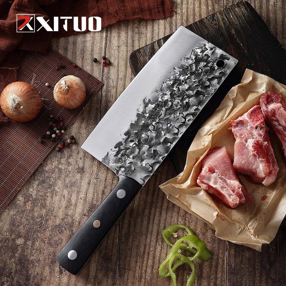 

XITUO 8 Inch Nakiri Knife Stainless Steel Meat Cleaver Professional Cooking Tools For Kitchen Butcher Knife Handmade Fish Bone