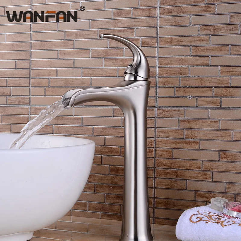 

Basin Faucets Brush Nickel Sink Taps For Bathroom Brass Bathroom Sink Basin Mixer Tap Sanitary Ware Wall Faucet S79-413