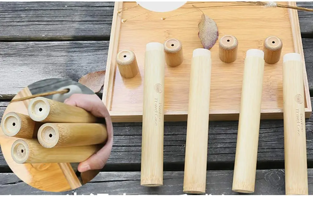 Бамбуковый чехол для зубной щетки бамбуковый щетки|Многоразовые бутылки| |