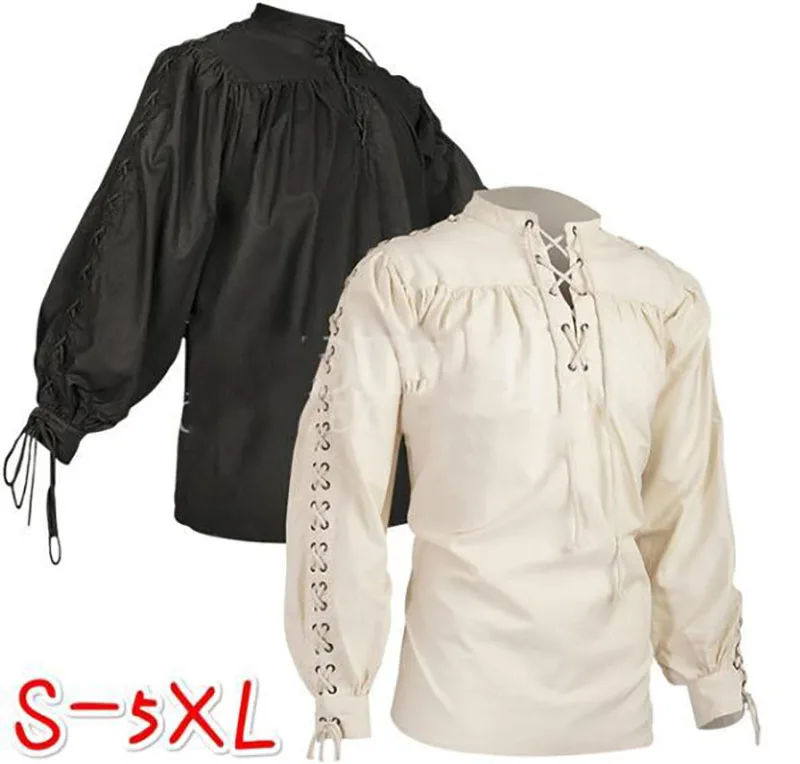 Мужской костюм рыцаря ларпа из хлопка рубашка в средневековом стиле эпохи