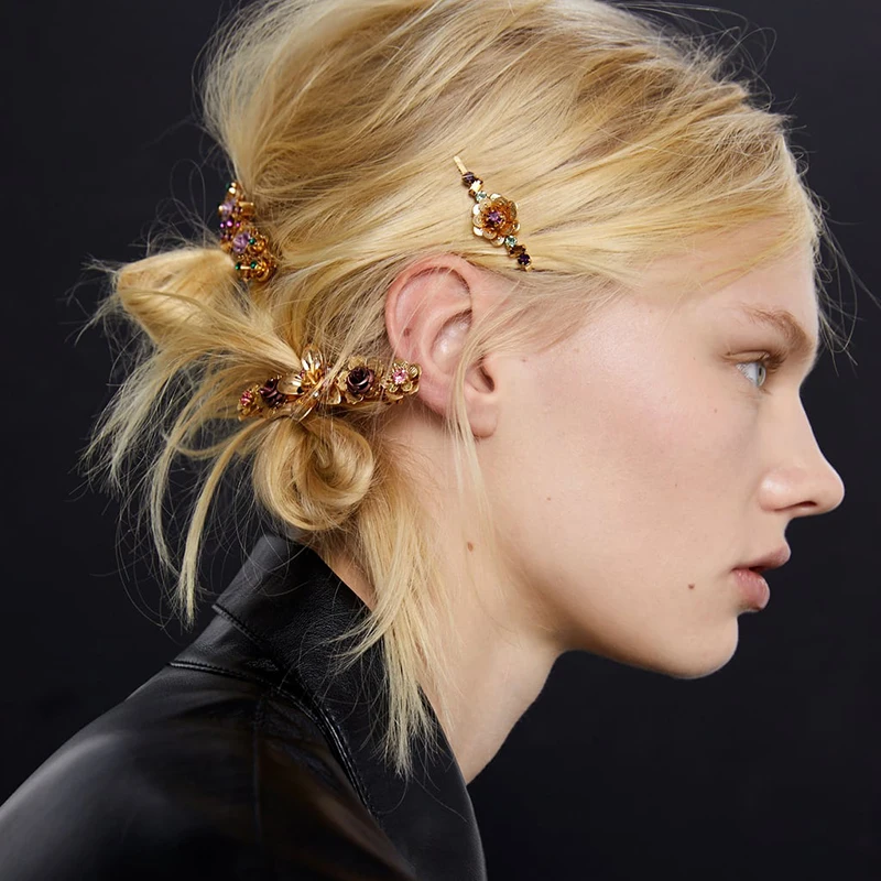 ZA 2020 новые металлические Цветочные заколки для волос женщин свадебные