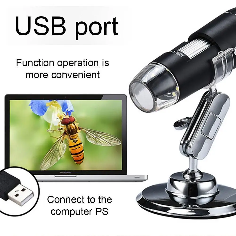 

Регулируемый цифровой микроскоп 1600X с светодиодный одами, USB Type-C/Micro лупа, электронный стерео USB-эндоскоп для телефона, ПК