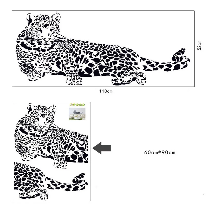 Черная ПВХ Настенная Наклейка леопардовая гепарда 3D съемные настенные наклейки