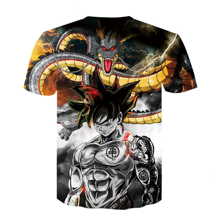 2019 Mannen аниме Dragon Ball Z 3d печать футболка крутая Мода Muscl Goku Comfortabele Korte Mouwen