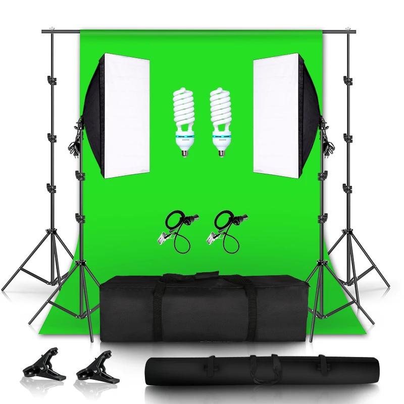 Комплект софтбокса 135 Вт с непрерывным освещением и системой поддержки фона для