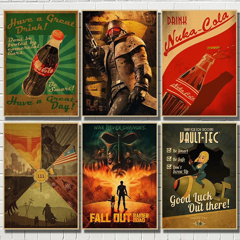 Fallout Classic Game Kraft Paper Poster Bar Cafe Living Room Dining room Wall Decorative Paintings