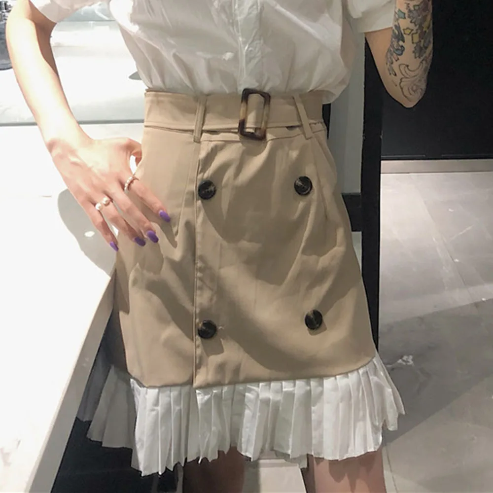 Женские юбки летняя элегантная мини-юбка на пуговицах в Корейском стиле новая