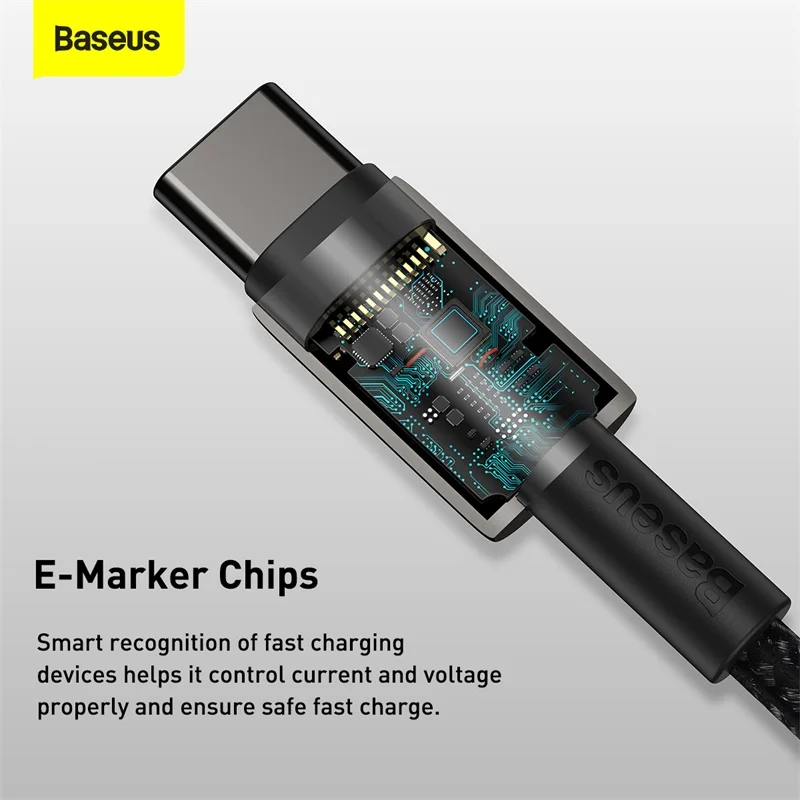 Кабель Baseus 100 Вт USB C к Type для быстрой зарядки 4 0 PD кабель Xiaomi Samsung Macbook pro передачи