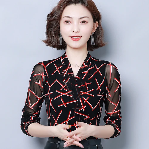 Женская классическая блузка с v образным вырезом удобная рубашка для отдыха