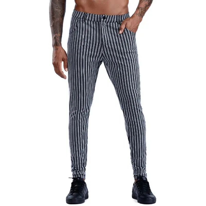 

2021 Trousers Striped Spring And Summer White Side Stitched Placket Button Zipper Suit Men The New Listing Fashion Trend