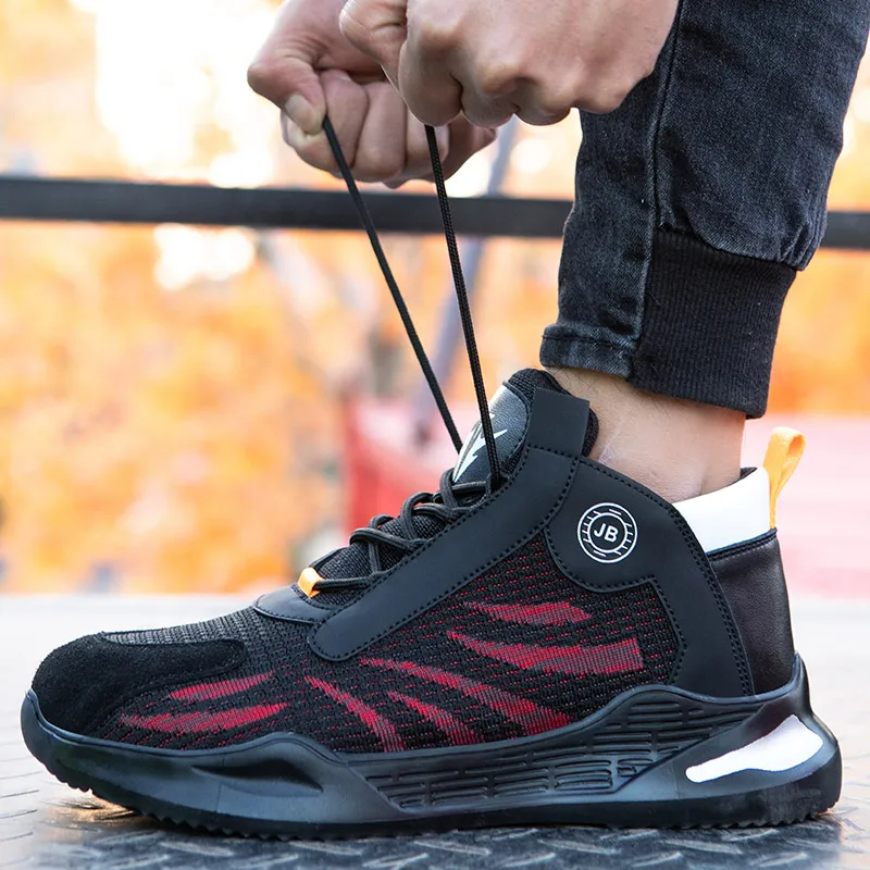 Murah Sepatu Keselamatan Pria Bagus Tidak Bisa Dihancurkan Sepatu Kerja Sepatu Berenda Ujung Besi Untuk Pria Sneakers Hiking Luar Ruangan Lembut Sejuk
