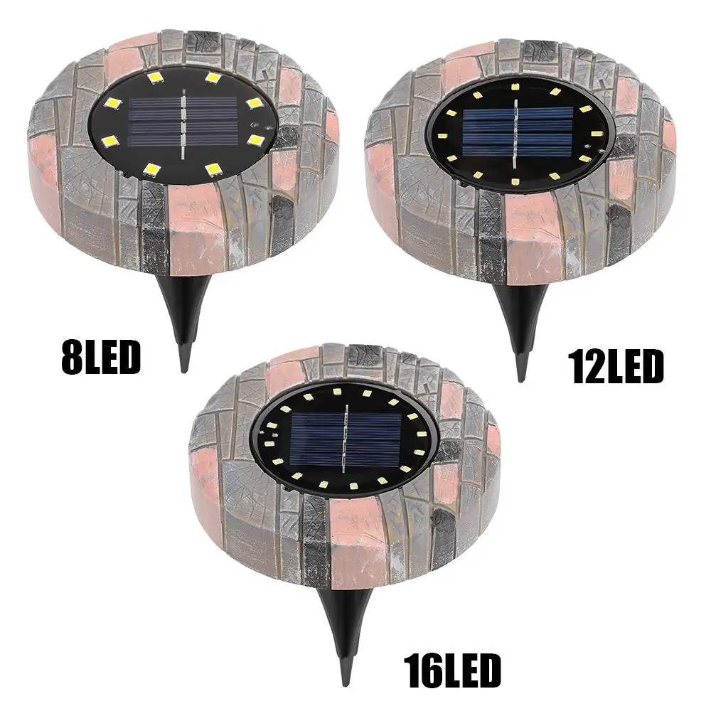 

Disk Lights 8/12/16LED Gutter Durable Ground Lamp Buried Light Solar Power Light-Controlled IP65 Waterproof Outdoor