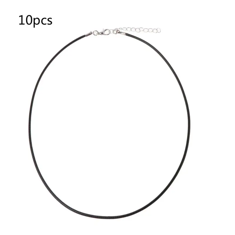 

10Pcs Top Quality Black Silk Leather Cord Chain Necklace with Lobster Claw Clasp