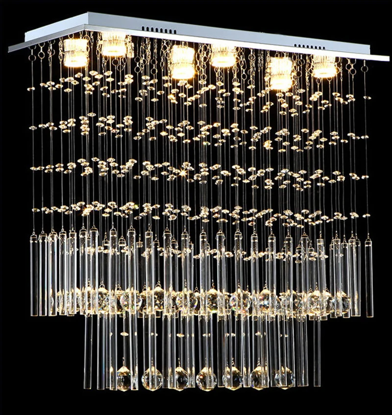 

Modern crystal chandelier Europe rectangle chandelier with GU10 6 lights for restaurant bedroom loft kitchen
