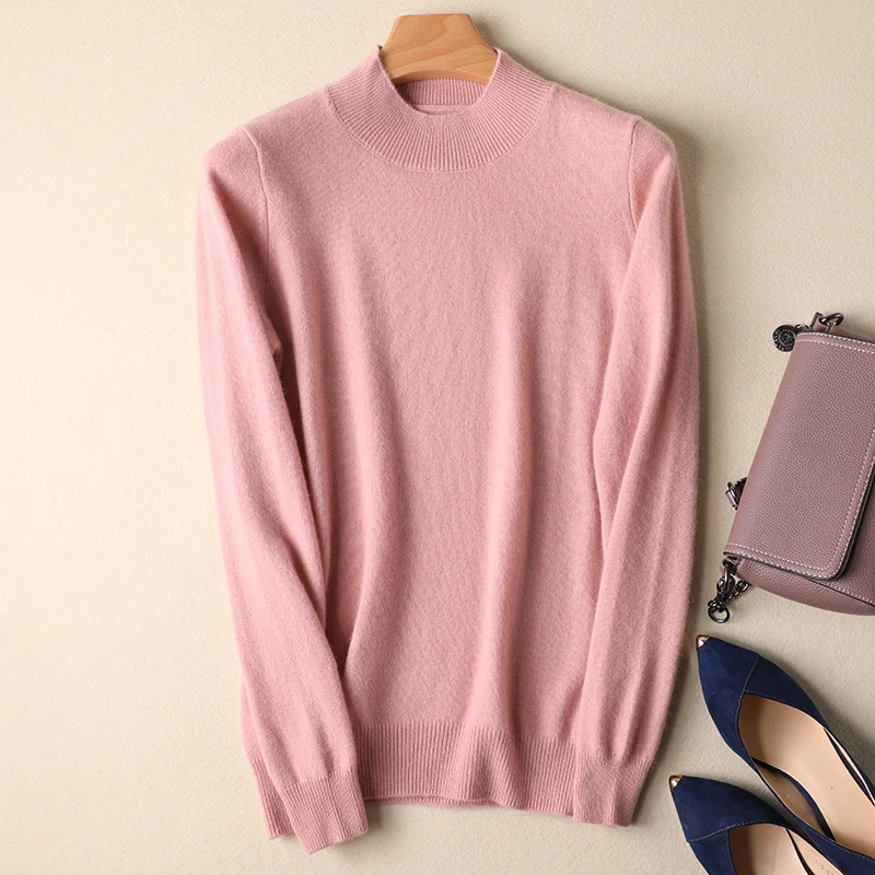 Женский свитер с воротником-стойкой GCAROL мягкий минималистичный базовый джемпер