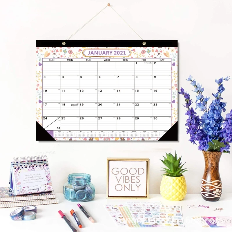 

2021 Wall Hanging Annual Calendar Daily Monthly Planner Schedule Yearly Agenda Organizer Stationery School Office Supplies