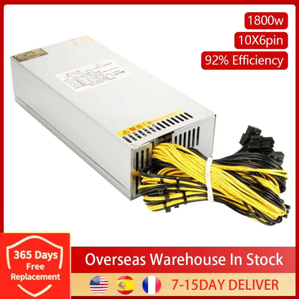 

Прямая поставка, блок питания для майнинга 2U, 1800 Вт, КПД 92%, 12000, об./мин., блок питания для майнинга BTC/ETH/HUOBI/DOGE