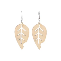 multicolor hollow out broken leaves wooden dangle drop earring for women trendy latest jewelry accessory gift wholesale