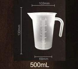 500ml Пластиковые мерные стаканчики с ручкой для полива носика поверхность кухонная лаборатория мерный стакан весы прозрачный инструмент для приготовления пищи 7 размеров - Цвет: 500ml