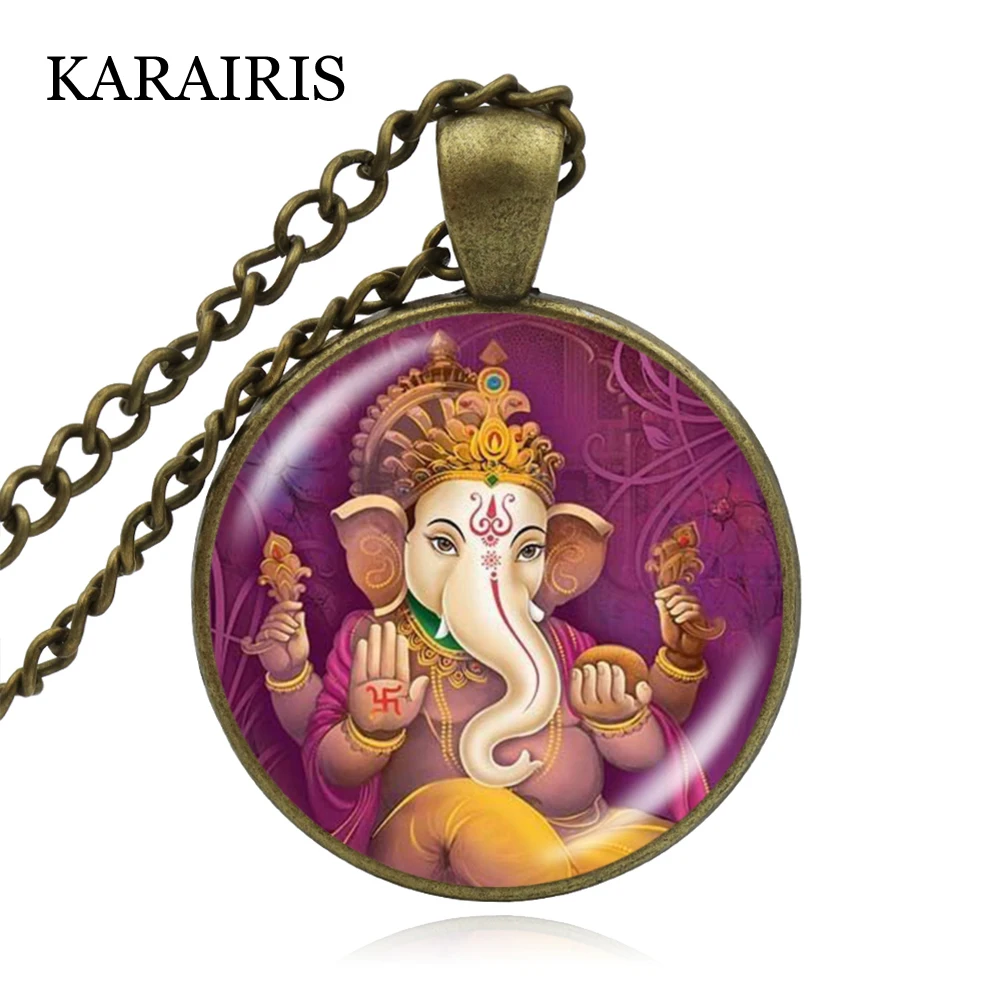 

KARAIRIS 2020 Lord Ganesh GANESHA Necklace God of Fortune Pendant Hindu Elephant Necklace Buddha Meditation Spiritual Necklaces