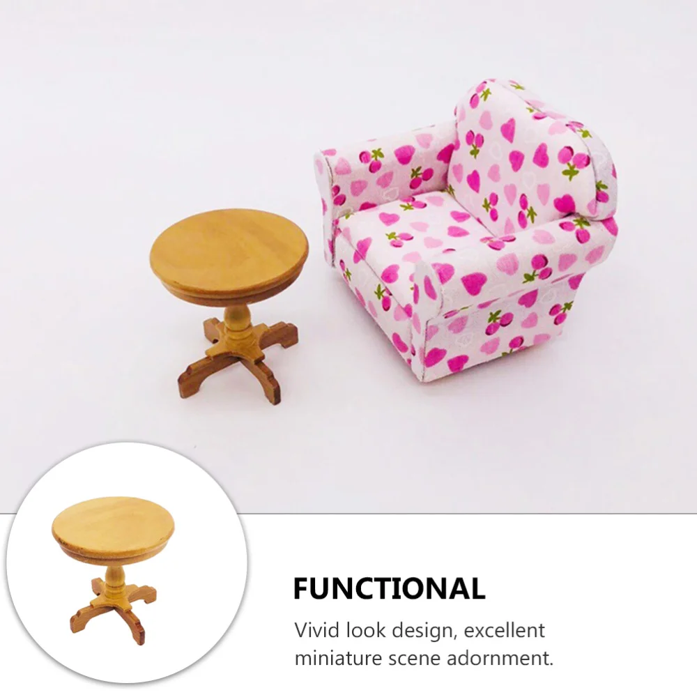 

1Pc Lovely Mini House Furniture Decorative Mini Round Desk Miniature Adornment