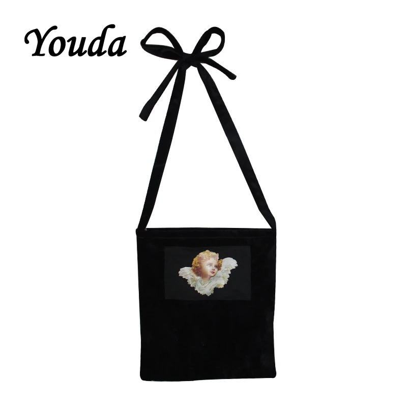 Youda новая Оригинальная бархатная сумка на плечо с принтом ангела Большая