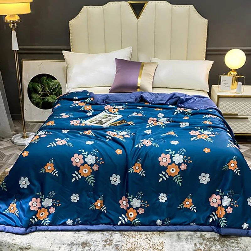 Комфортное летнее стеганое одеяло шелковое атласное хлопковое постельное белье