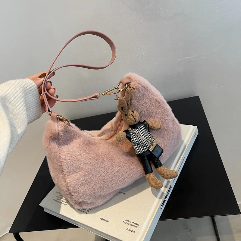 

Women's Bag Luxury Designer Handbags For Women Korean Fashion Winter New Hobo Cute Pendant Female Shoulder Ladies Crossbody Bags